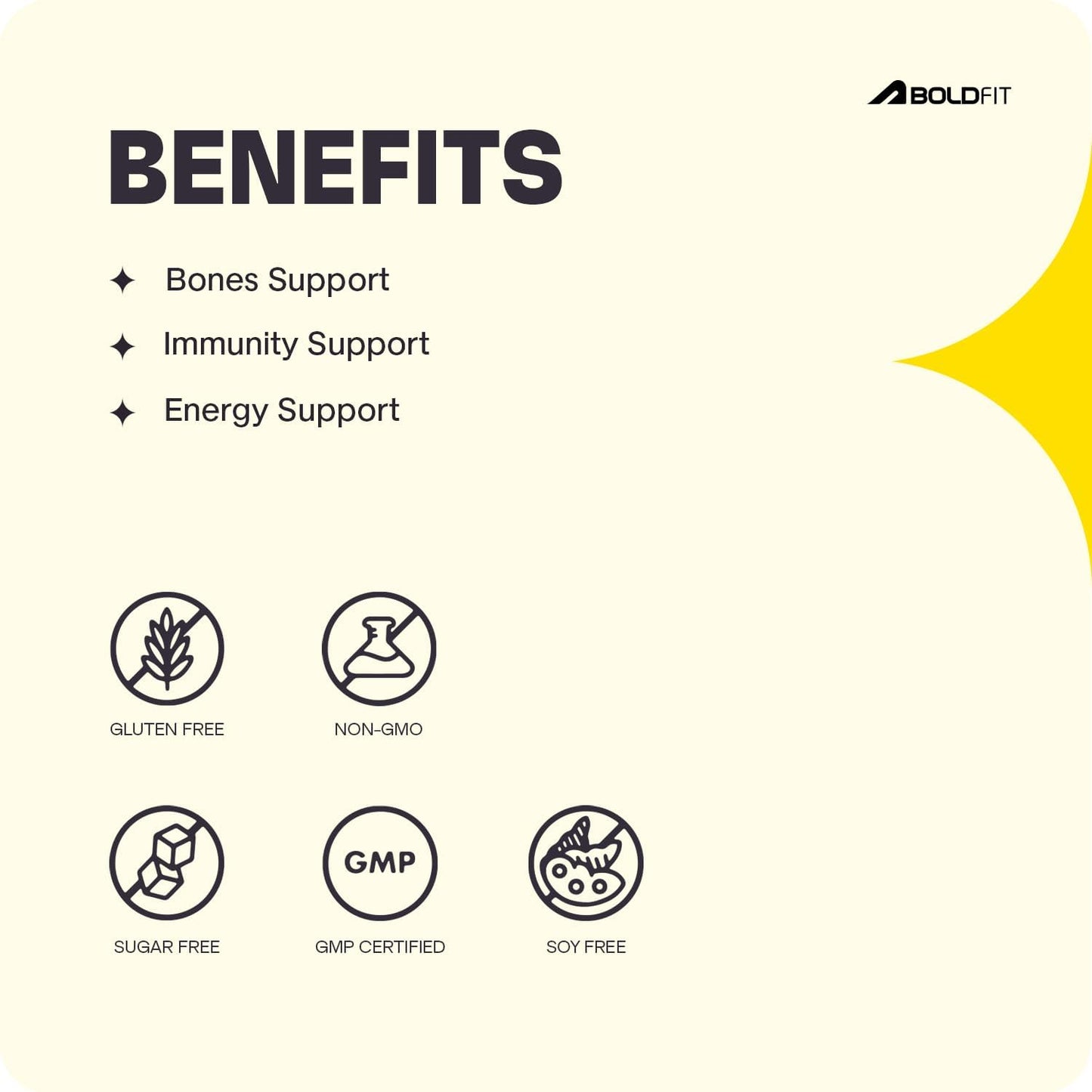 Boldfit Vitamin D3 K2 Supplement for Bone & Heart Health | Vitamin-D tablets with Vitamin-K2 MK7 | Premium Vitamin-B12 supplement for Energy, Bones, Immunity and General Wellness -120 Count