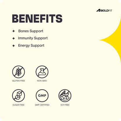 Boldfit Vitamin D3 K2 Supplement for Bone & Heart Health | Vitamin-D tablets with Vitamin-K2 MK7 | Premium Vitamin-B12 supplement for Energy, Bones, Immunity and General Wellness -120 Count