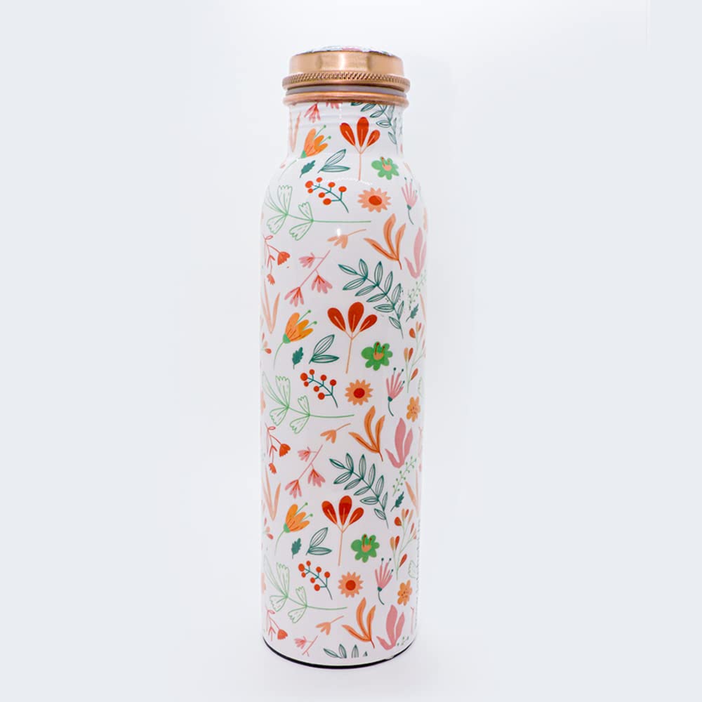 Jolchobi Multicolor Floral Pure Copper Bottles for Water 1 Litre Premium Meena Printed Copper Water Bottle for Office Use 1000ML (1)