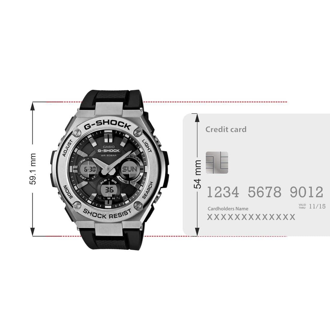 Casio G-Shock GST-S110-1ADR Analog-Digital Black Dial Men Watch Black Resin Strap (G609)
