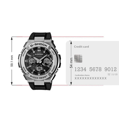 Casio G-Shock GST-S110-1ADR Analog-Digital Black Dial Men Watch Black Resin Strap (G609)