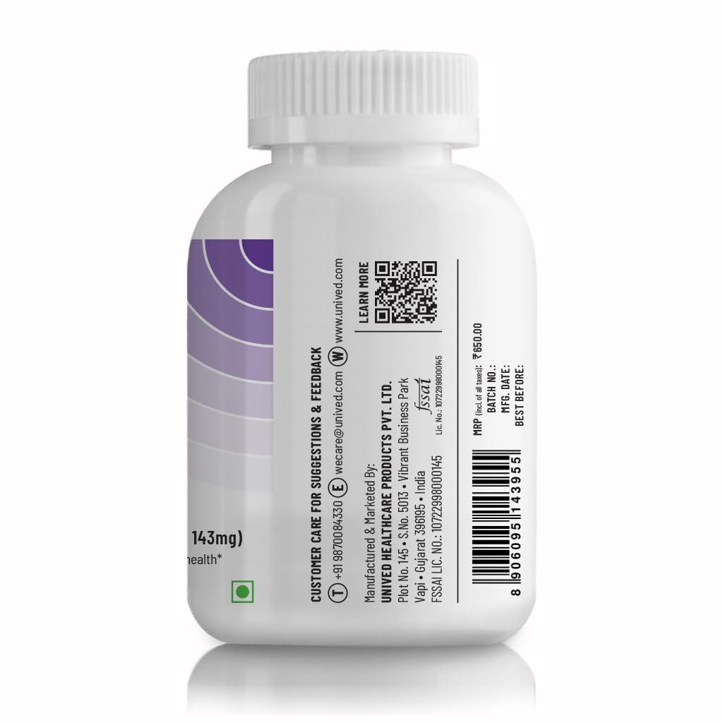 Unived High Absorption Magnesium Glycinate Chelate Buffered - 650mg - 22% Elemental Magnesium - 90 Capsules