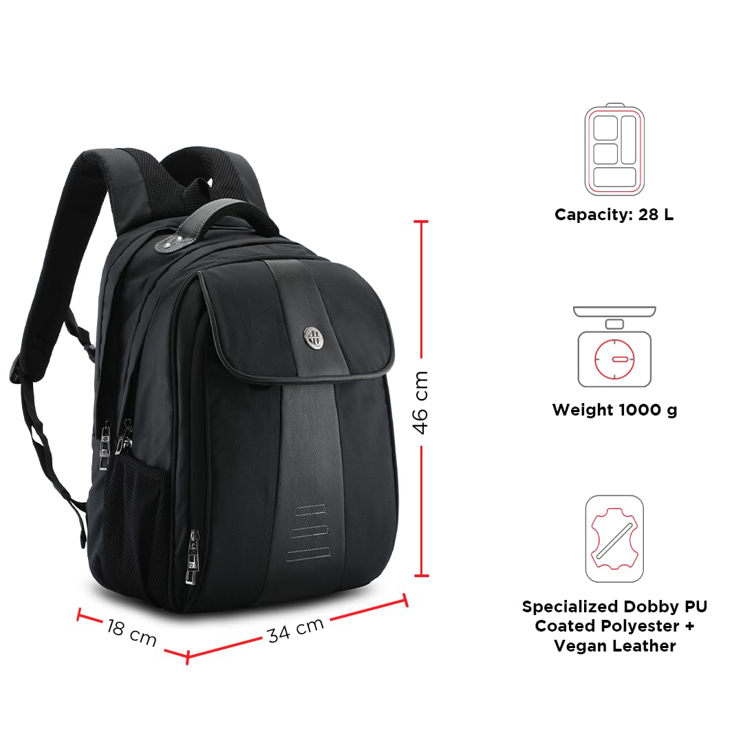 HARISSONS BPLT Star-Big 17" inch Professional Laptop Backpacks for Men, Women (Black, 28 Ltrs)
