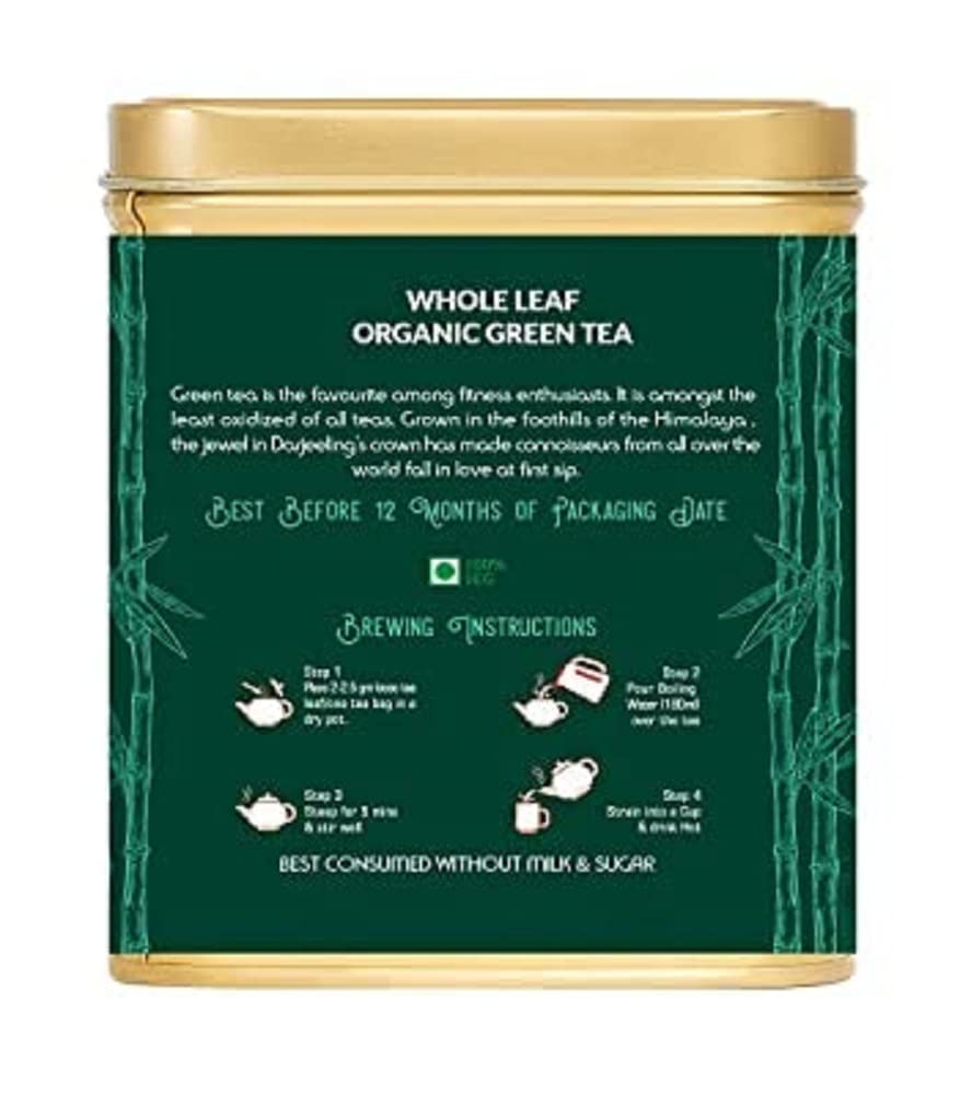 Tifusion Organic Green Tea For Healthy hair Glowing Skin & Relaxation | 100% Natural Whole Loose Leaves Herbal Tea Rich in Anti Oxidants | For Weight Loss (30 Tea Bags, 30 Serving Cups)