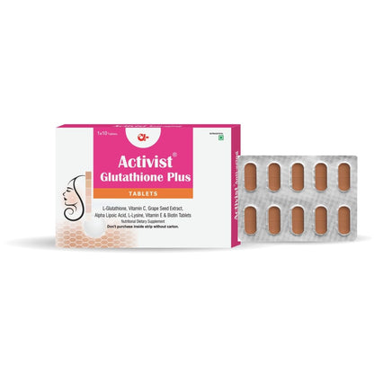 Activist - Glutathione plus Tablet | Glutathione, Vitamin C, Vitamin E & Biotin Tablet | Nutritional Dietary Supplement (10 Tablets x 3)