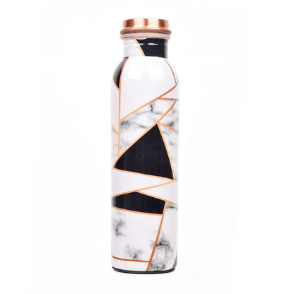 Tuwel Copper Water Bottle 1 litre - Printed Copper Bottle With Advanced Leak Proof- Water Bottles Copper With Health Benefits (99% Pure Copper - Lab Tested) -White Triangle