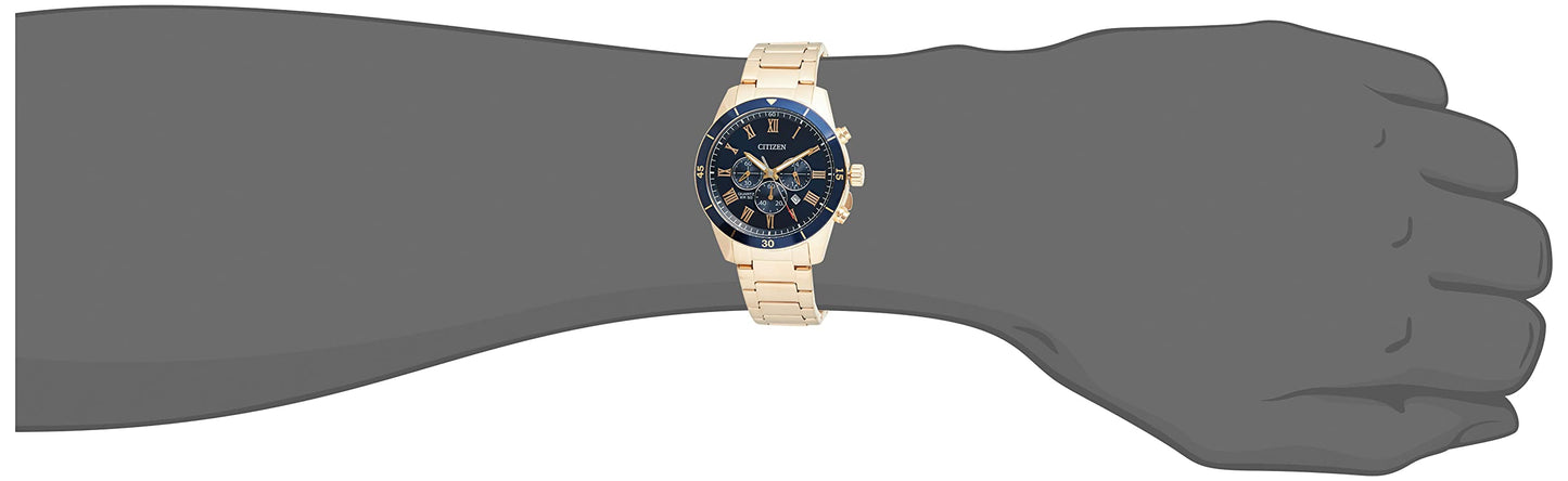 Citizen Stainless Steel Analog Blue Dial Gold Strap Men's Watch-An8169-58L