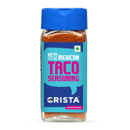 CRISTA 45 gms Mexican Taco Seasoning for Taco, Enchilada & Burrito | Premium Herbs & Spices Blend with authentic Mexican Flavours | Zero added Colours, Fillers, Additives & Preservatives | Vegan