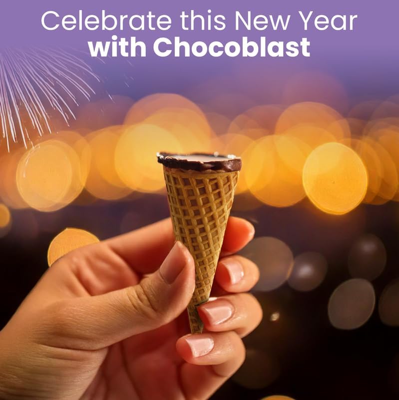 Pure Temptation Chocoblast Waffle Cones [30 Pieces] | Chocolate Gift Box | Snacks for Kids & Adults | Non-Meltable Gift Pack | Individually Wrapped Chocolate Cone Bites | Chocolate-Filled Waffle Cone | Perfect for Birthday , Christmas & Anniversary