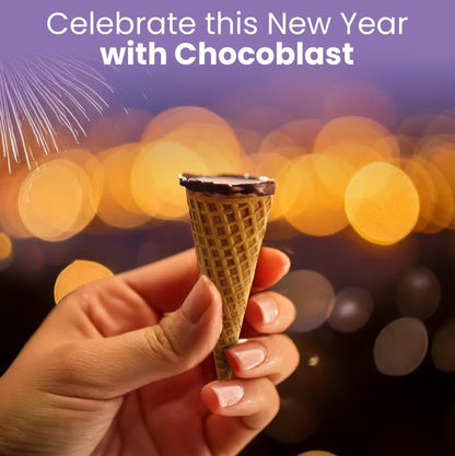 Pure Temptation Chocoblast Waffle Cones [30 Pieces] | Chocolate Gift Box | Snacks for Kids & Adults | Non-Meltable Gift Pack | Individually Wrapped Chocolate Cone Bites | Chocolate-Filled Waffle Cone | Perfect for Birthday , Christmas & Anniversary