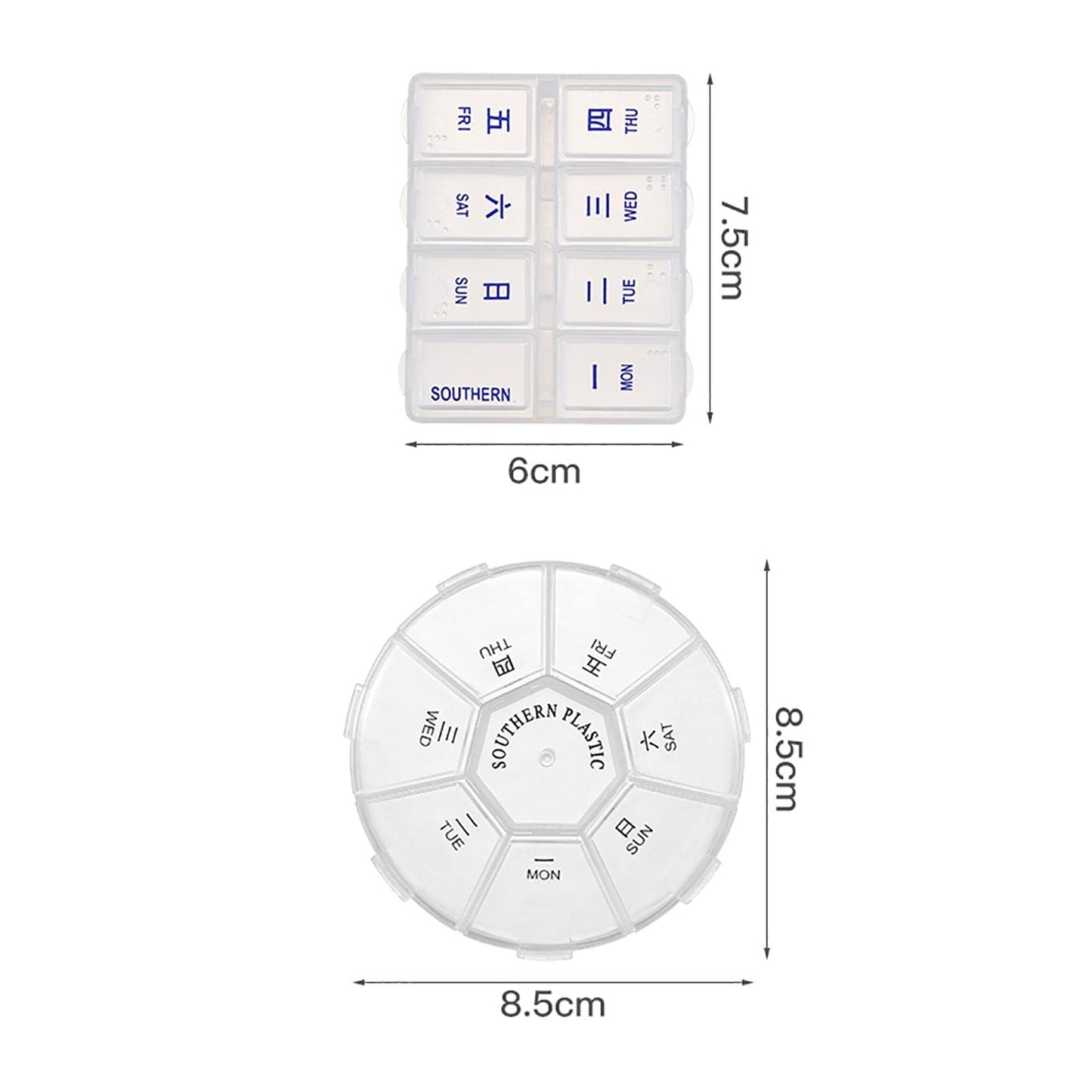 BNF® 2 Pieces Weekly Pill Box Organiser Supplements Vitamins Travel Home Rectangle|Health & Beauty | Health Care |Pill Boxes, Pill Cases|2 Pieces Weekly Pill Organizer
