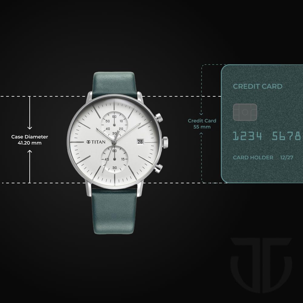 Titan Infinity Display Quartz Chronograph with Date Silver Dial Dark Te- image 4