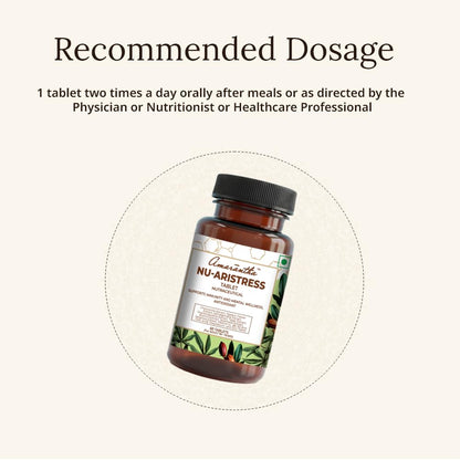 Amarantha Nu-Aristress Tablets | supports Calmness & Mental Relaxation | For Men & Women | 60 Tablets| Contains standardized extracts of Ashwagandha, Brahmi, Shankhapushpi, Chamomile, Passion Flower, Magnesium & Vitamin B6