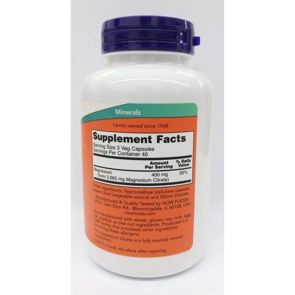 Now Foods , Magnesium Citrate,400 Mg,120 Veg Capsules- image 4