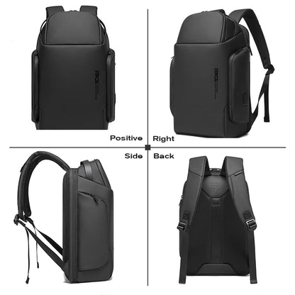 BANGE Smart Business Backpack with USB charging Port,Lightweight Work Backpack for Men and Women, Black, Medium, Style