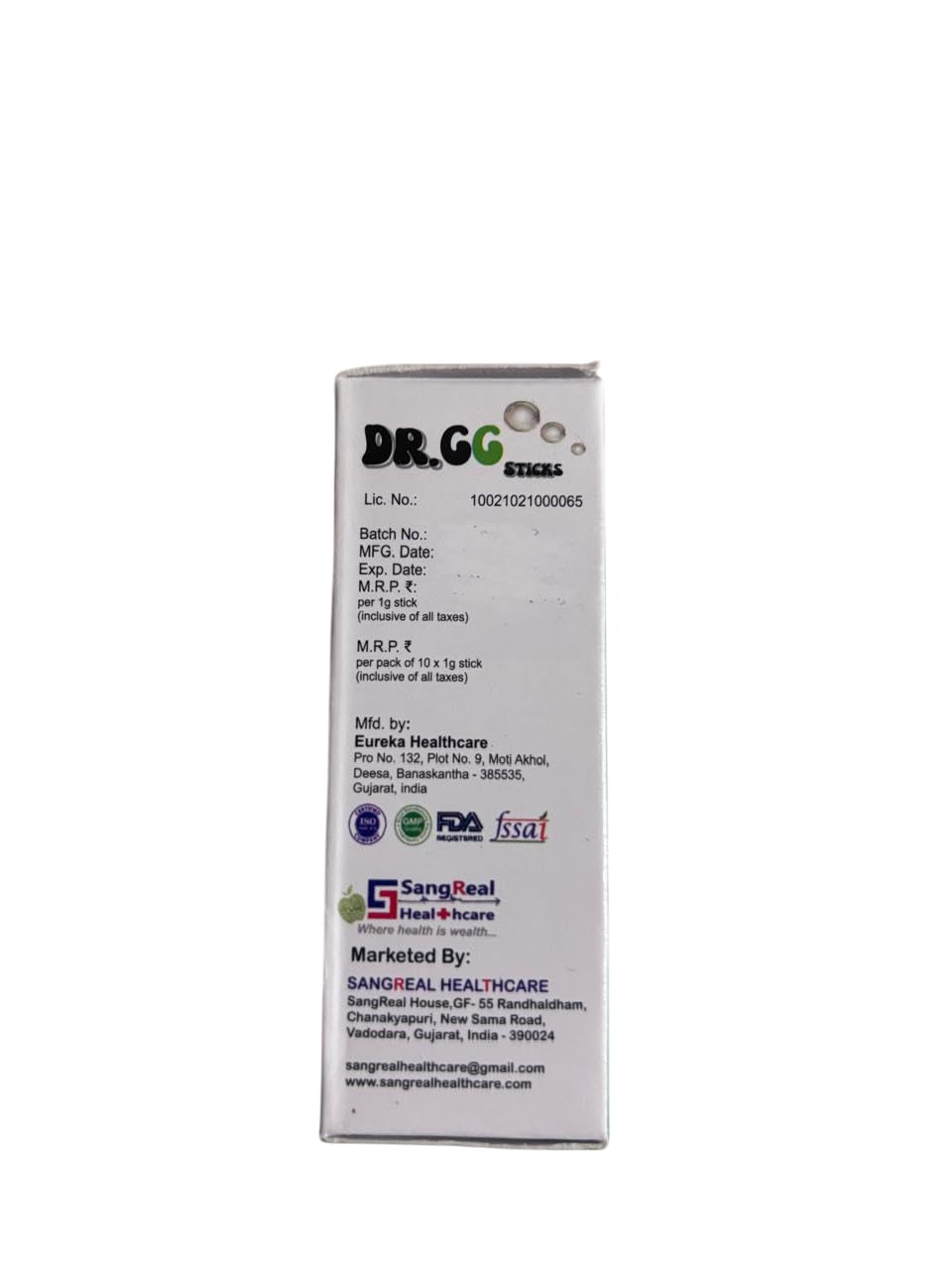 DR GG - Pack of 10 Probiotic sticks of 1g each. Lactobacillus Rhmnosus GG. Ice Vanilla flavor. Orally dispersible. Gluten & Sugar free.