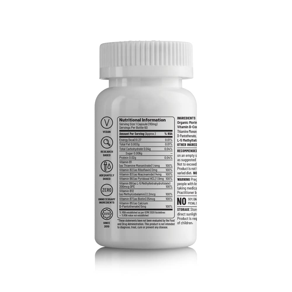 Unived Basics B-Complex | 100% RDA of 8 Essential B-Vitamins | Healthy Energy Levels & Metabolism | 60 Vegan Capsules