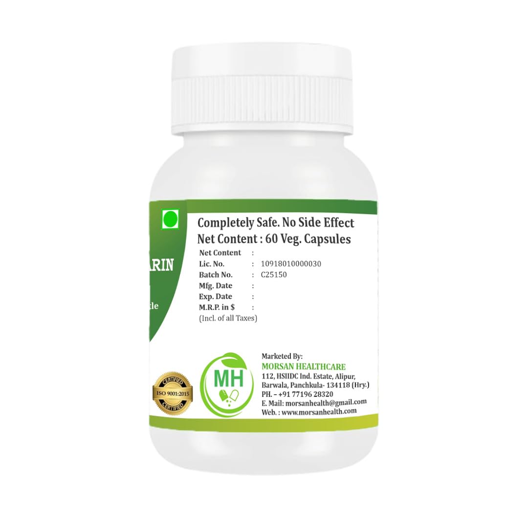 Morsan Healthcare Berberine 50% + Milk Thistle Extract Capsules | Berberis aristata & Silymarin 80% | Herbal Supplement | 60 Vegetarian Capsules | Standardized Botanical Extract | (PACK OF 1)