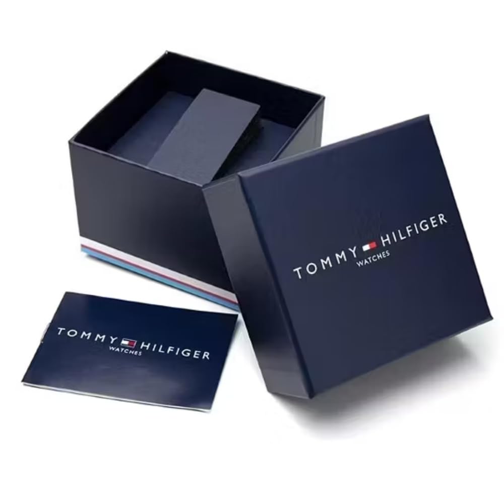 Tommy Hilfiger Becker Quartz Basic Slim Navy Dial Brown Leather Strap Analog Watch for Men