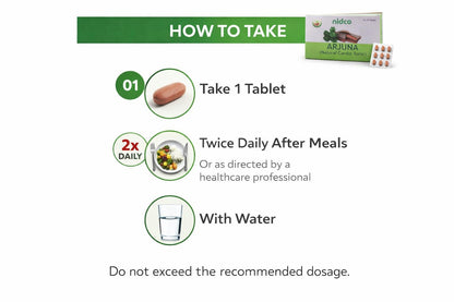 NIDCO Herbal Heritage Arjuna 60 Tablets | Promotes Heart Health | Healthy Metabolism Manages Cholesterol Level | Blood Pressure Support | 500mg/Serving (Pack of 1)