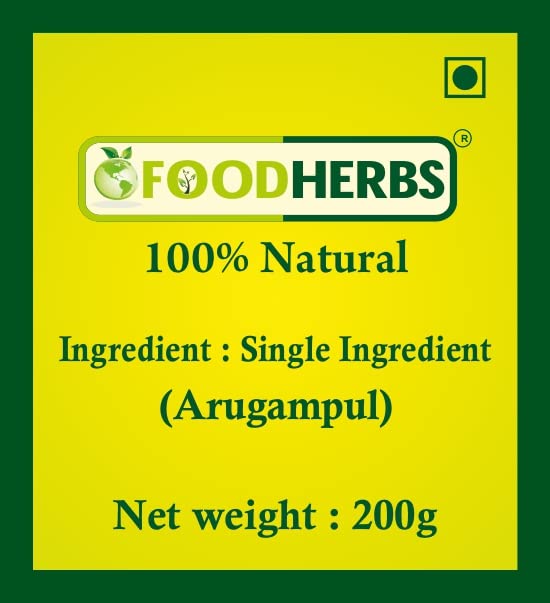 Foodherbs Arugampul Powder 200g | 100% Natural Bermuda Grass | Ayurvedi- image 2