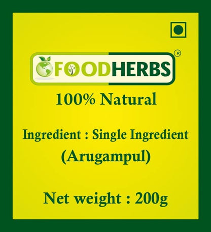 Foodherbs Arugampul Powder 200g | 100% Natural Bermuda Grass | Ayurvedi- image 2