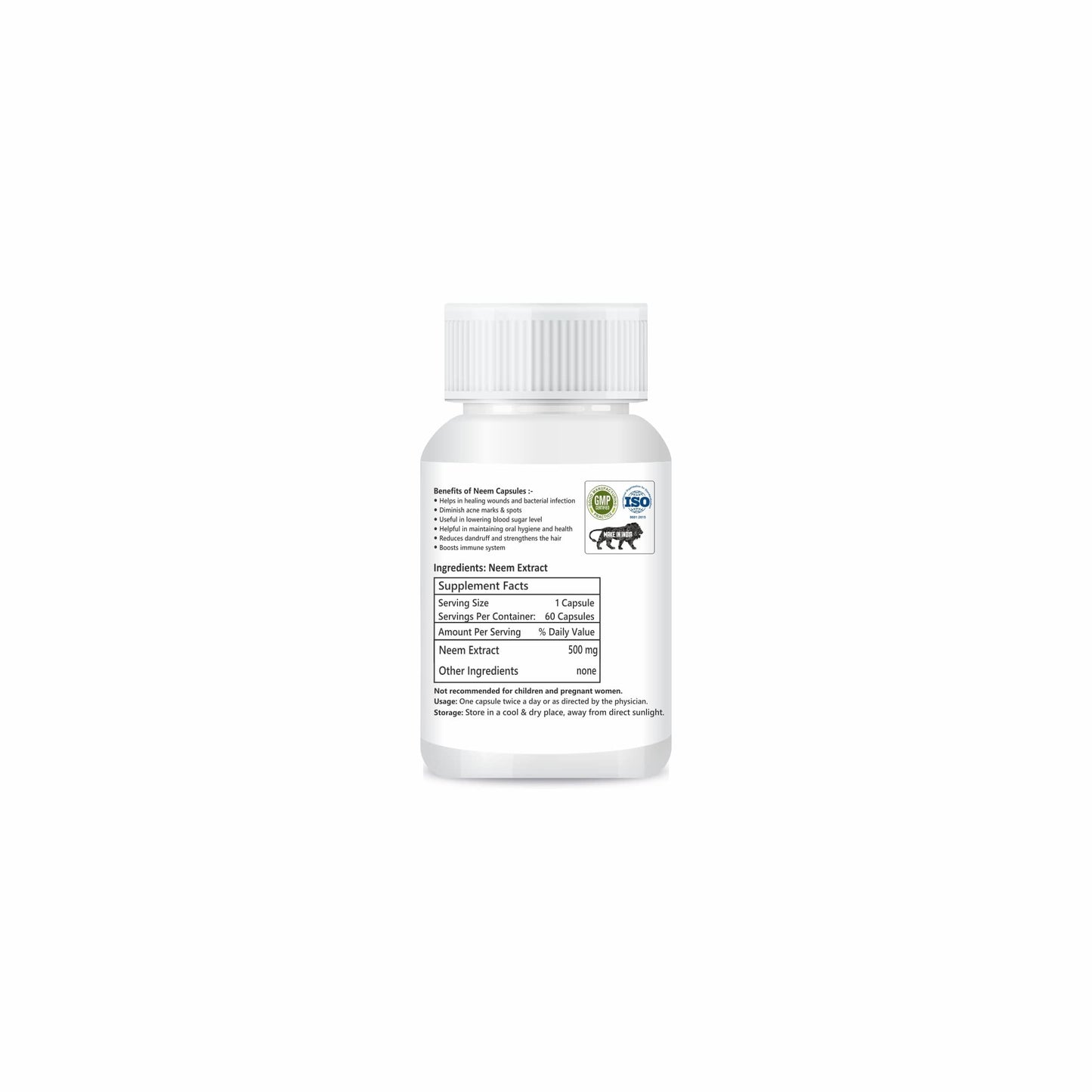 ndagi 100% Pure Neem Extract Capsules With Turmeric Extract With Curcumin - Powerful Antioxidant Capsules (Combo Pack)