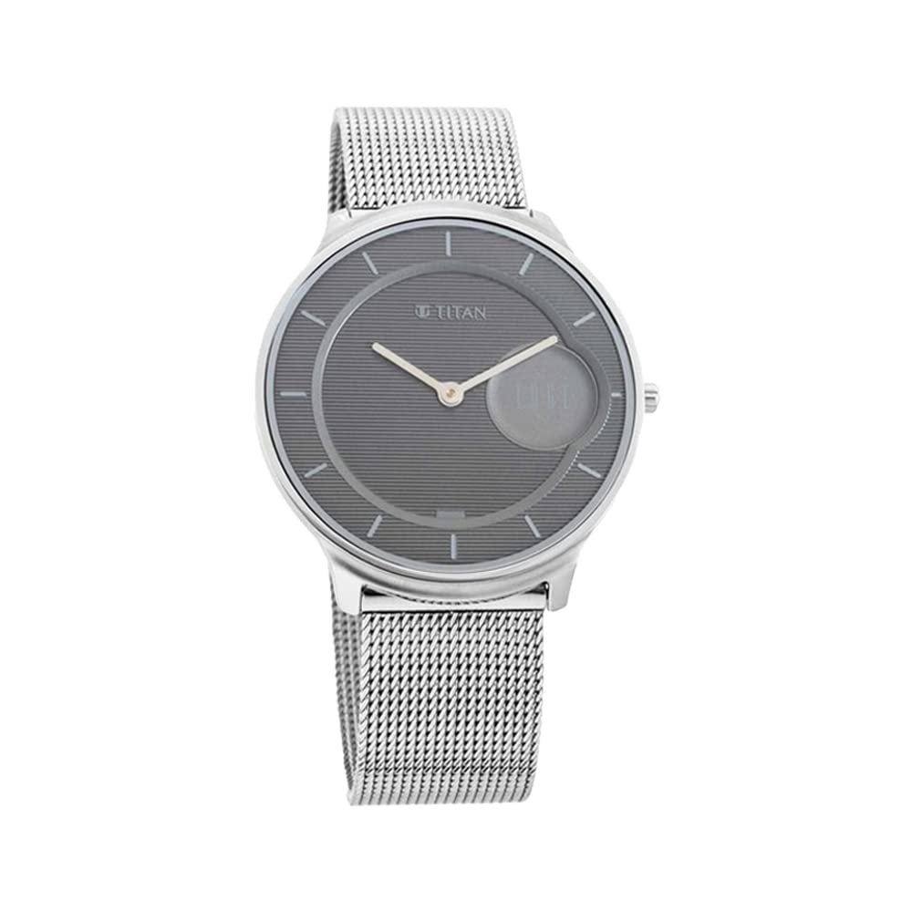 Titan Edge Minimals Grey Dial Analog Stainless Steel Strap Watch for Men-NS1843S