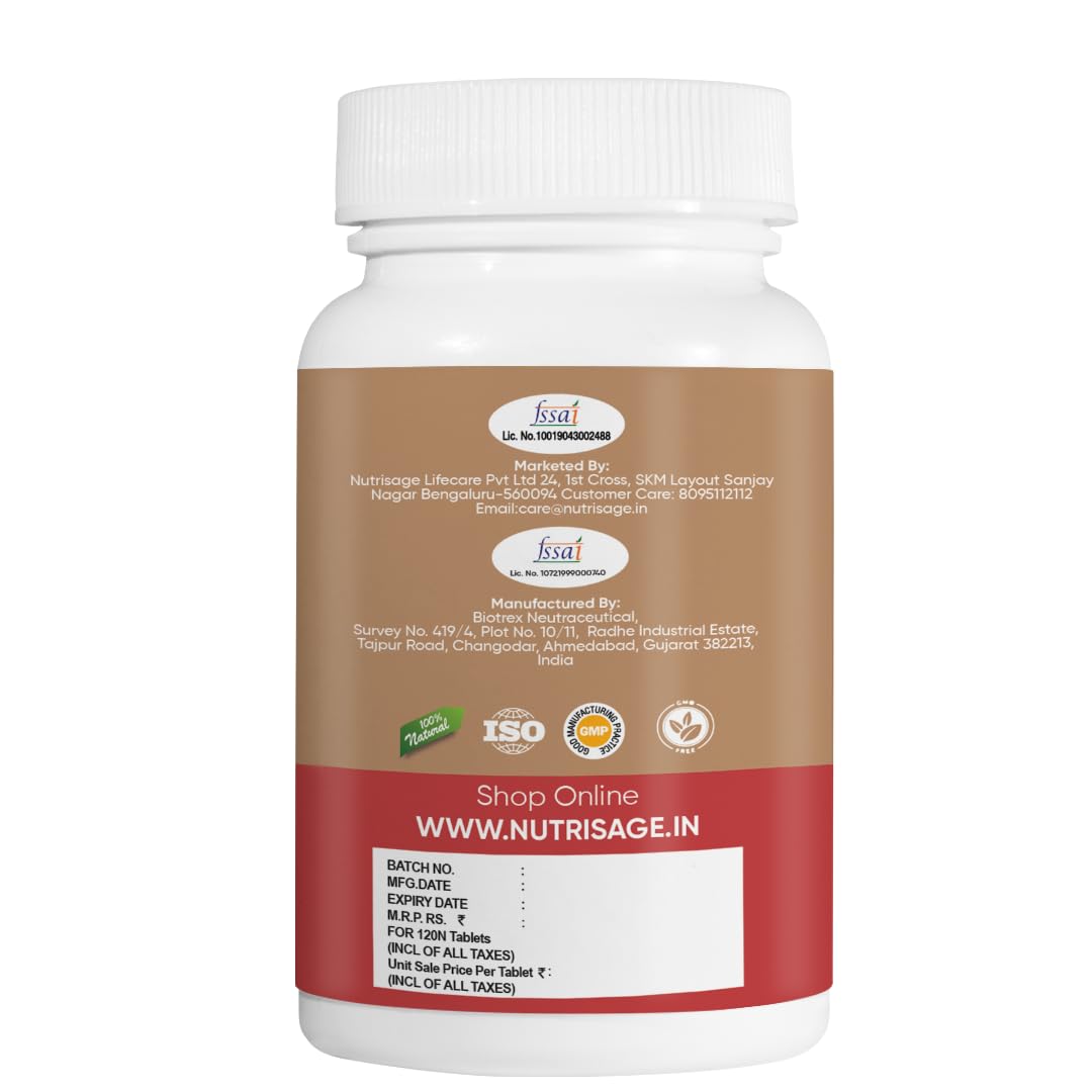 Nutrisage Magnesium Bisglycinate | Better Absorption than Glycinate | Support Muscle Recovery & Better Sleep For Men & Women- 120 Tablets