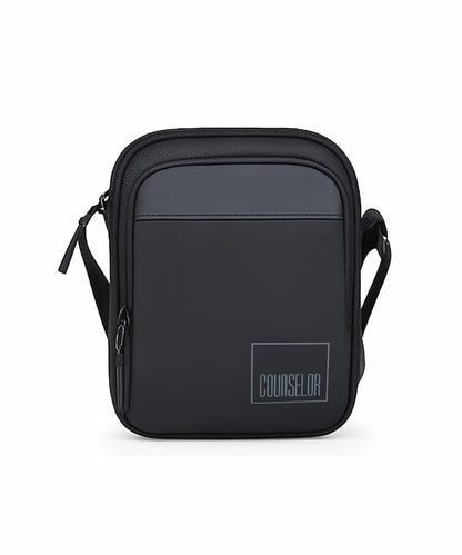 COUNSELOR Sling Bag for Men and Women, Polyester Crossbody Bag, Adjustable Strap, Zipper Closure, Multiple Compartments, Lightweight Stylish Mini Side Bag for Daily Use, Travel LUNO (Black)