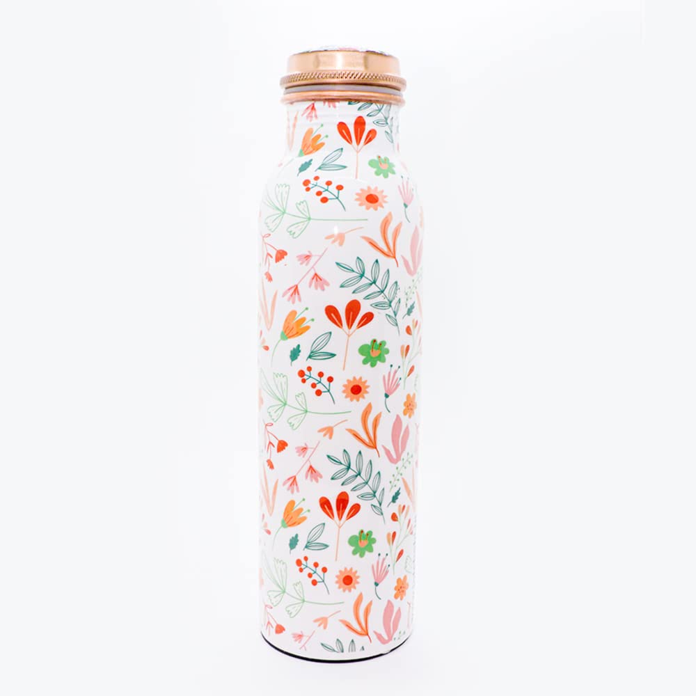 Jolchobi Multicolor Floral Pure Copper Bottles for Water 1 Litre Premium Meena Printed Copper Water Bottle for Office Use 1000ML (1)