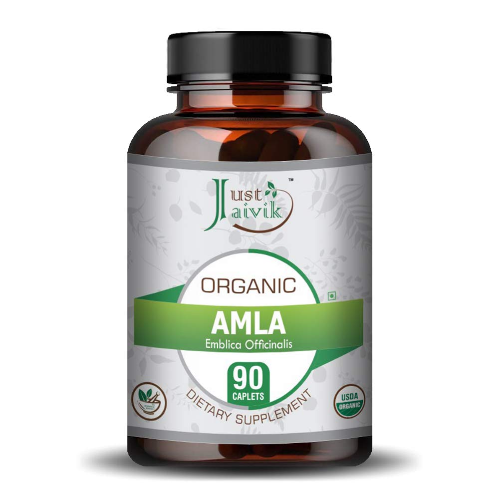 Just Jaivik Organic Amla Tablets - Boosts Digestion and Immunity Wellness (750mg - 90 Tablets)