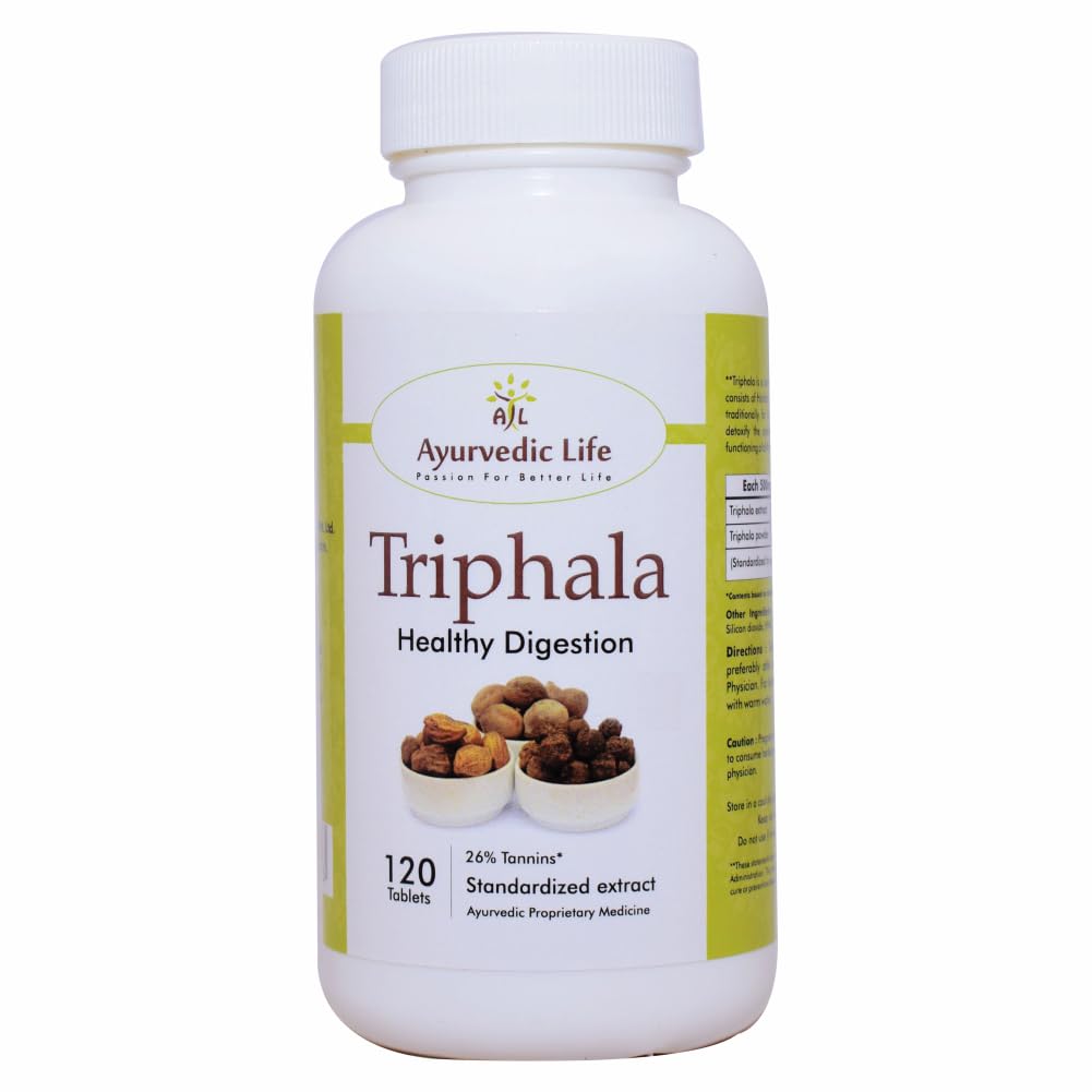 Ayurvedic Life Triphala Capsules 500mg Tablets, Natural, 120 count