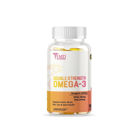 1MD NUTRITION DOUBLE STRENGTH OMEGA-3 Fish Oil | 1200mg with 600mg DHA & EPA | 90 Softgels
