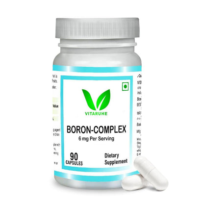 VITARUHE® Triple Boron Complex 6 mg Supplement | 90 capsules | Vegetarian, Non-GMO & Gluten Free | Triple Action Boron Citrate, Boron Glycinate, Boron Asparate