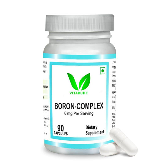 VITARUHE® Triple Boron Complex 6 mg Supplement | 90 capsules | Vegetarian, Non-GMO & Gluten Free | Triple Action Boron Citrate, Boron Glycinate, Boron Asparate