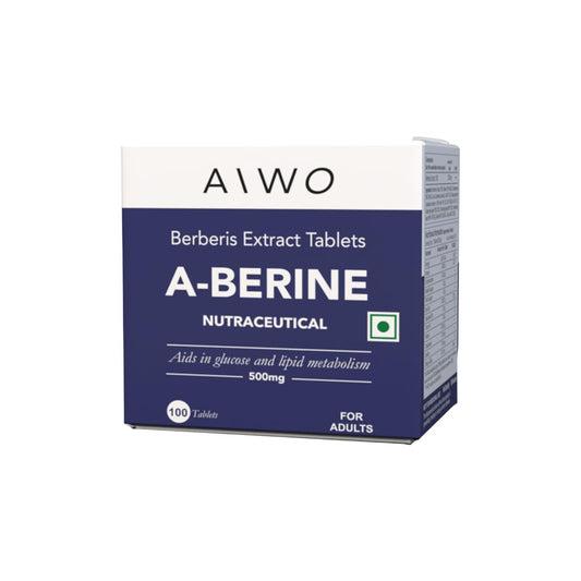 AIWO A-BERINE 500 mg Tablets | Plant-Based Berberine Extract (10%) | Supports Metabolic & Daily Wellness | Vegetarian Supplement for Men & Women | Daily Use Formula | 100 Tablets Pack