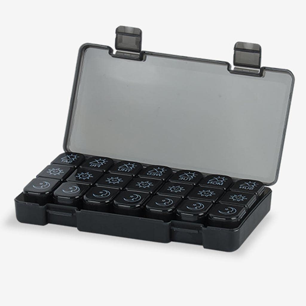 LOOM TREE® Weekly Pill Organizer Large Travel Medicine For Supplements Black | Health Care | Pill Boxes, Pill Cases