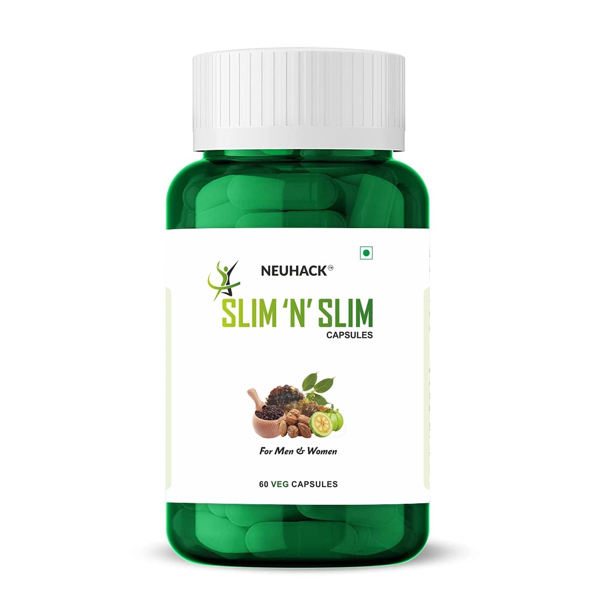 Neuhack Slim N Slim Weight & Fat Management Ayurvedic Veg capsules with Garcinia combogia - 60 caps