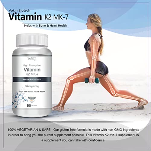 Vokin Biotech Vitamin K2 MK-7- Support Bone & Heart Health - 55mcg – (90 Capsules)