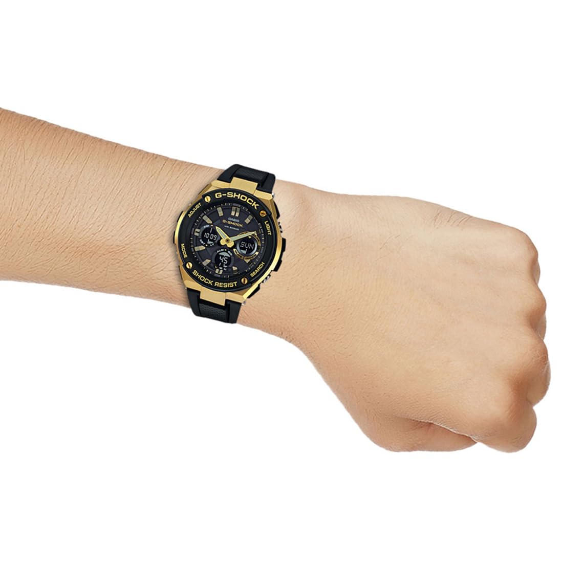 Casio G-Shock GST-S100G-1ADR Analog-Digital Black Dial Men Watch Black Resin Strap (G608)