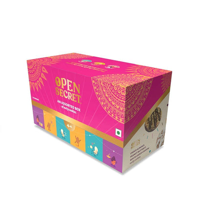 Open Secret Chocolate Celebration Gift Box | 12 Cookies Assortment | Premium Gourmet Cookie Gift Hamper | White Cashew, Choco Almond & Peanut Butter Cookies | Sweet Treats for All Occasions