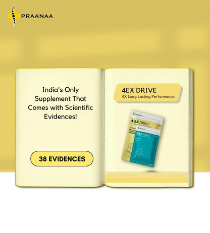Praanaa Health Care 4EX Drive | Doctor-Formulated Supplement for Strength Stamina Performance and Vitality | Day and Night Formula with 6 Potent Extracts (60 Sachets,Pack of 1)