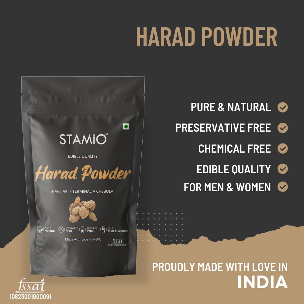 STAMIO Harad/Haritaki Powder 250 gm | Terminalia chebula | Kadukkai Podi/Karakkaya Pudiyamu | Digestive Health | In Pouch 8.82 oz