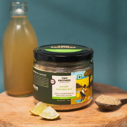 Two Brothers Organic Farms Instant Shikanji Mix - 150g | Essence of Tangy Lemons and Aromatic Farm-Grown Spices in a Ready-To-Mix Powder | Free from Artificial Ingredients