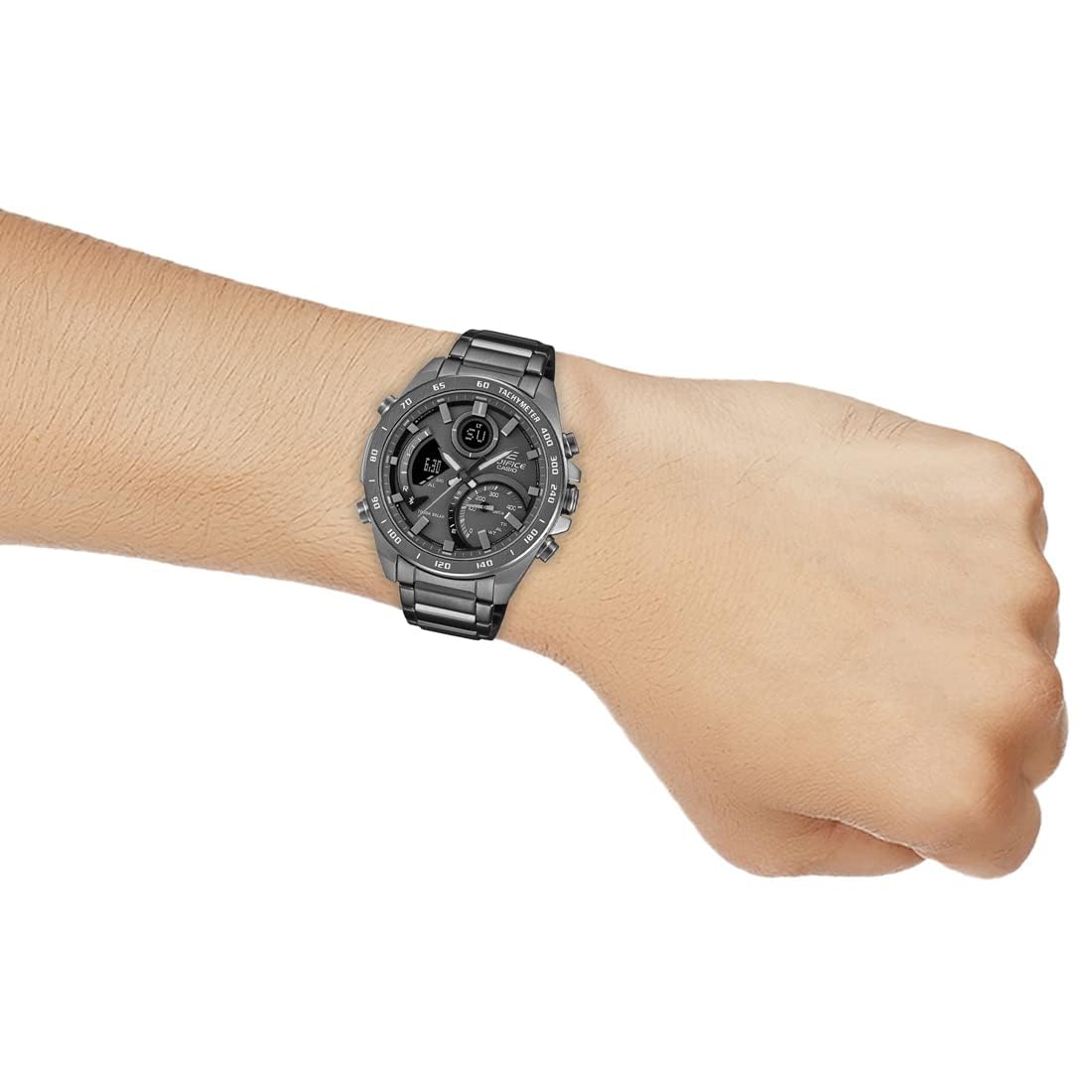 Casio Edifice ECB-900MDC-1ADR Gray Analog-Digital Dial Gray Ion Plated Stainless Steel Band Men's Watch Smartphone Link World Time ED527
