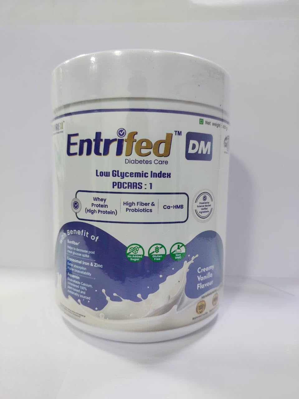 Entrifed DM Diabetic Nutritional Supplement, Whey Protein, Low Glycaemic Index Formula Enriched with Probiotics