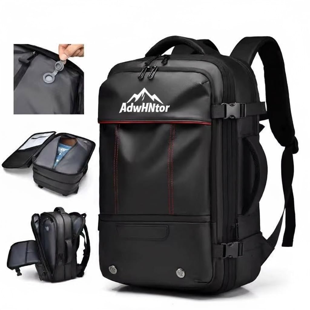 AdwHNtor|50L Expandable Vacuum Compression Travel Backpack|Carry-On Luggage|Waterproof Business Bag| Multifunctional 15.6’’ laptop Compartment|Daily & Adventure (Grey)