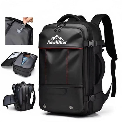 AdwHNtor|50L Expandable Vacuum Compression Travel Backpack|Carry-On Luggage|Waterproof Business Bag| Multifunctional 15.6’’ laptop Compartment|Daily & Adventure (Grey)