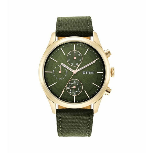 Titan Neo Splash Green Dial Quartz Analog with Date Fabric Strap Watch for Men-N